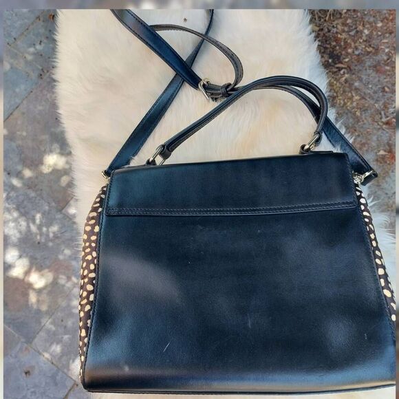 Kate Spade Black Leather Haircalf Spotted Satchel RARE - Picture 12 of 12
